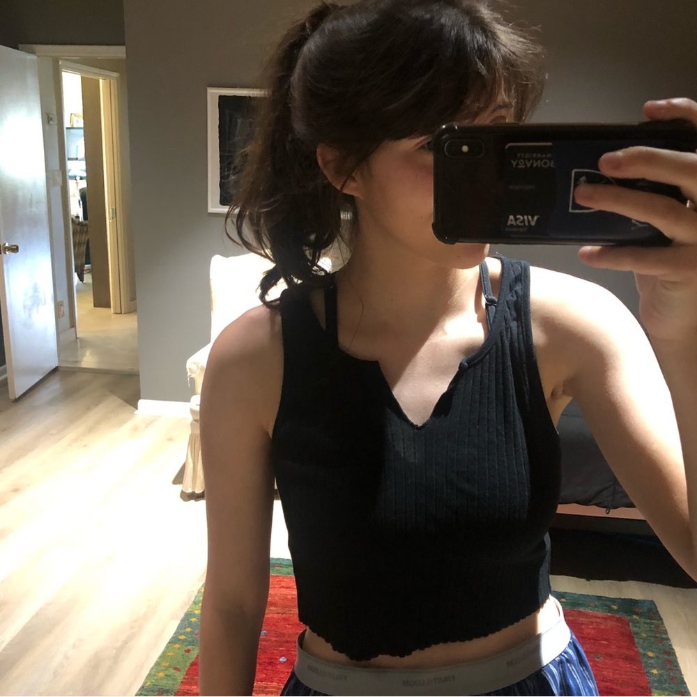 Pacsun black cropped ribbed tank top